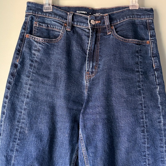 Old Navy High-Rise Barrel Leg Jeans - Dark Blue - Picture 3 of 4